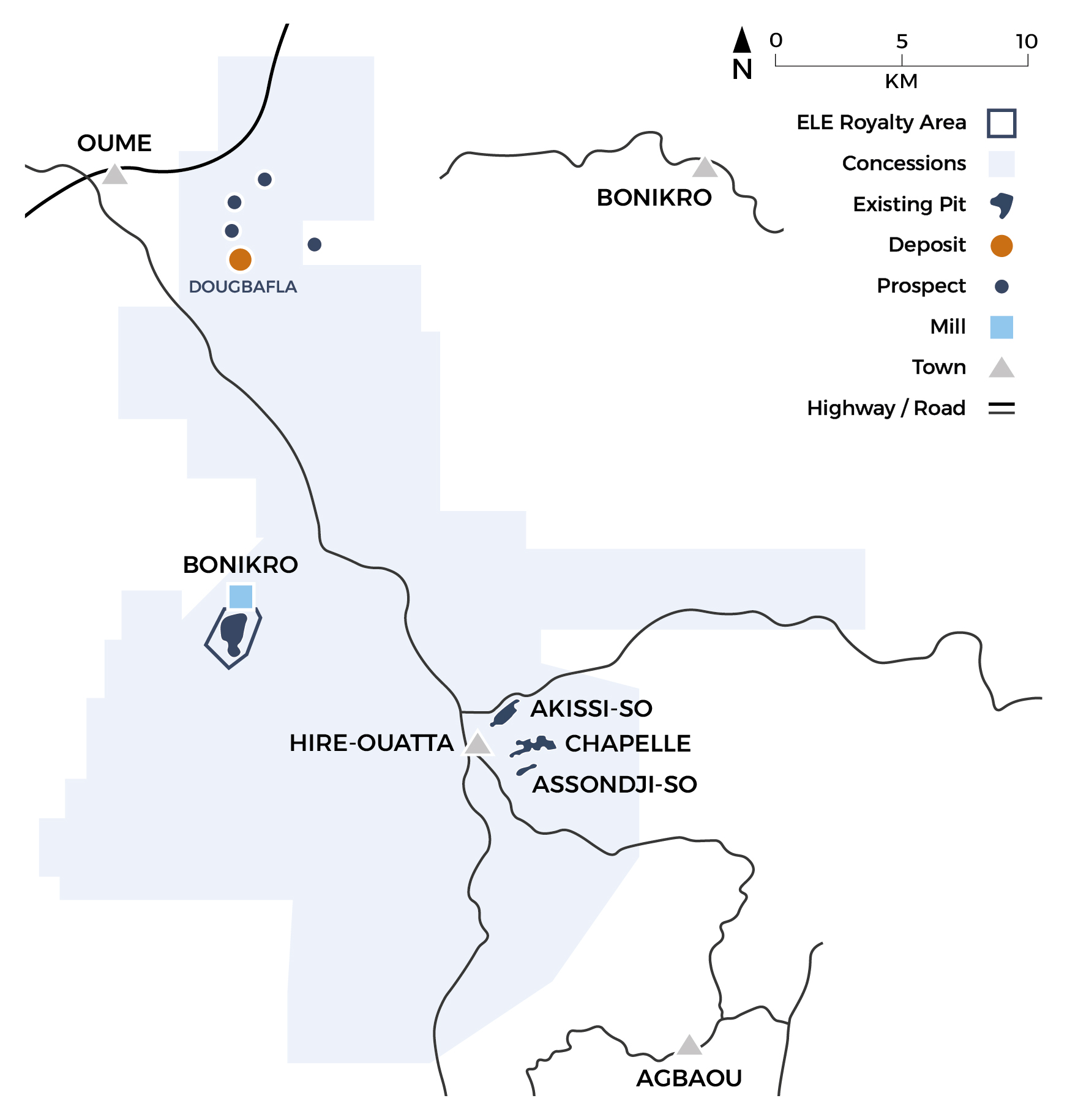 Map of the Bonikro Project